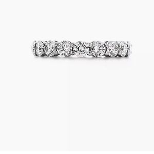 Tiffany Co Band Ring in Platinum with a Full Circle of 20 Diamonds, 3.7mm,Sz.6.5